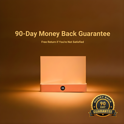 Product with a 90-Day Money Back Guarantee on a brown background